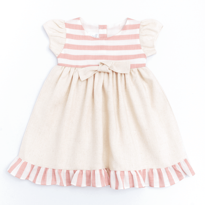 Overol lino a rayas beige