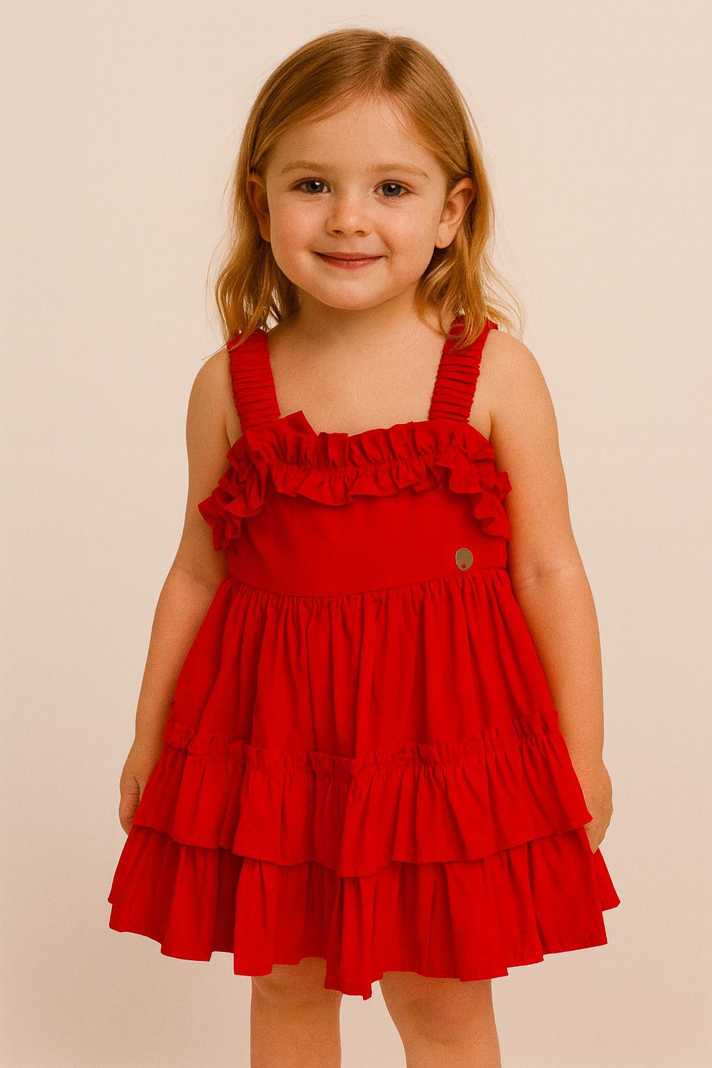 VESTIDO GOLAS ROJO MOÑO