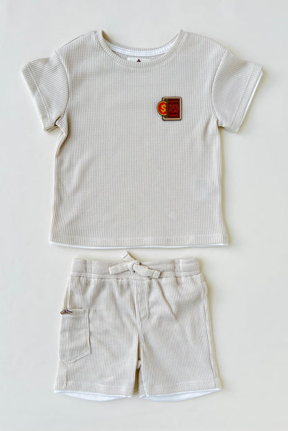 CONJUNTO INFANTIL TEJIDO WAFFLE