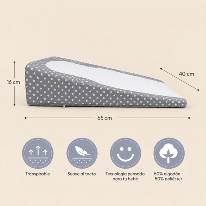 Colchón Antirreflujo para Bebé – Gris Estrellas