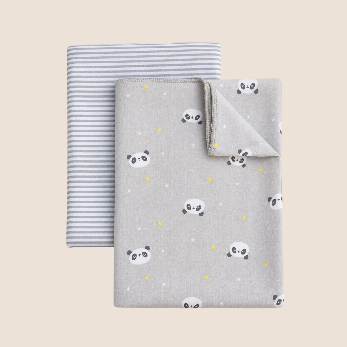 Set Mantas x2 Nubba – Pandas y Rayas Gris