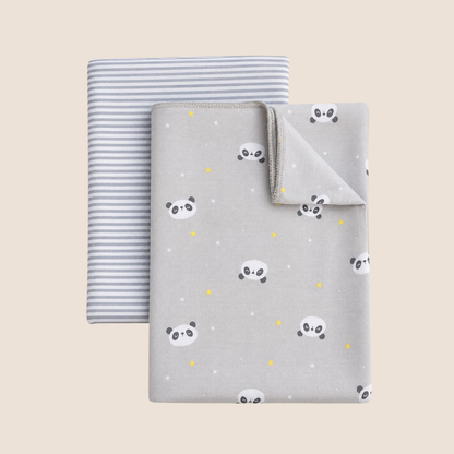 Set Mantas x2 Nubba – Pandas y Rayas Gris