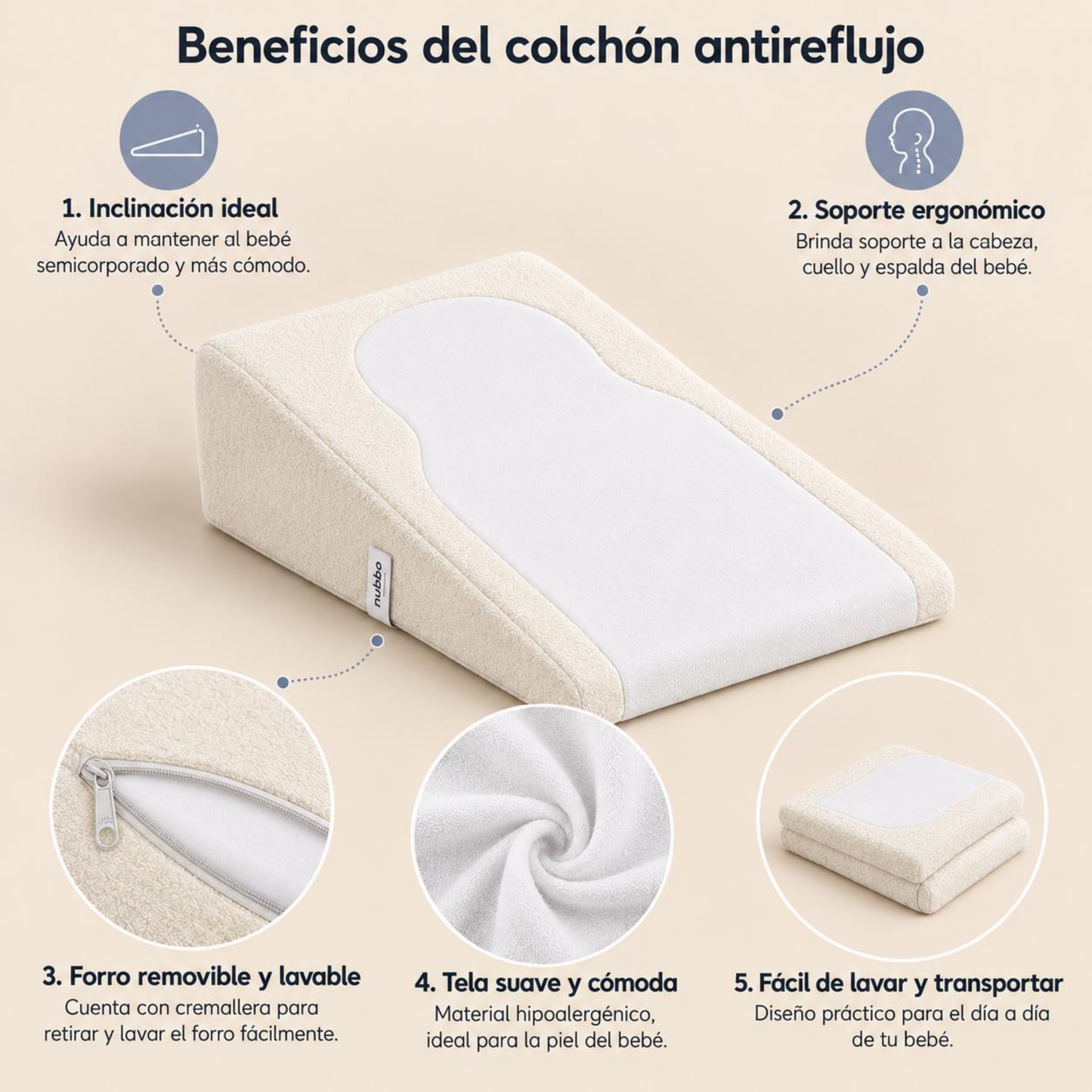 Colchón Antirreflujo para Bebé – Crema