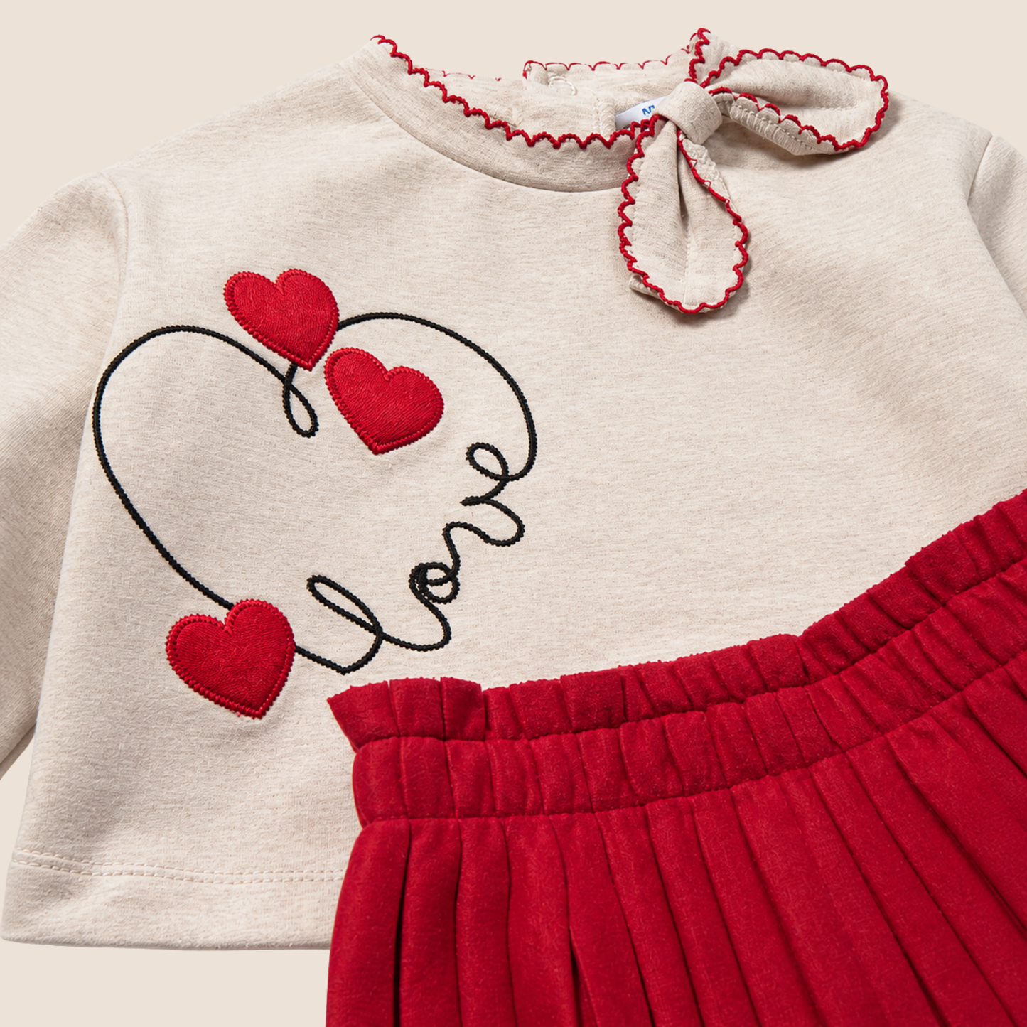 Mayoral Conjunto Sudadera Corazones y Falda Plisada Bebé - Mayoral Nueva Coleccion