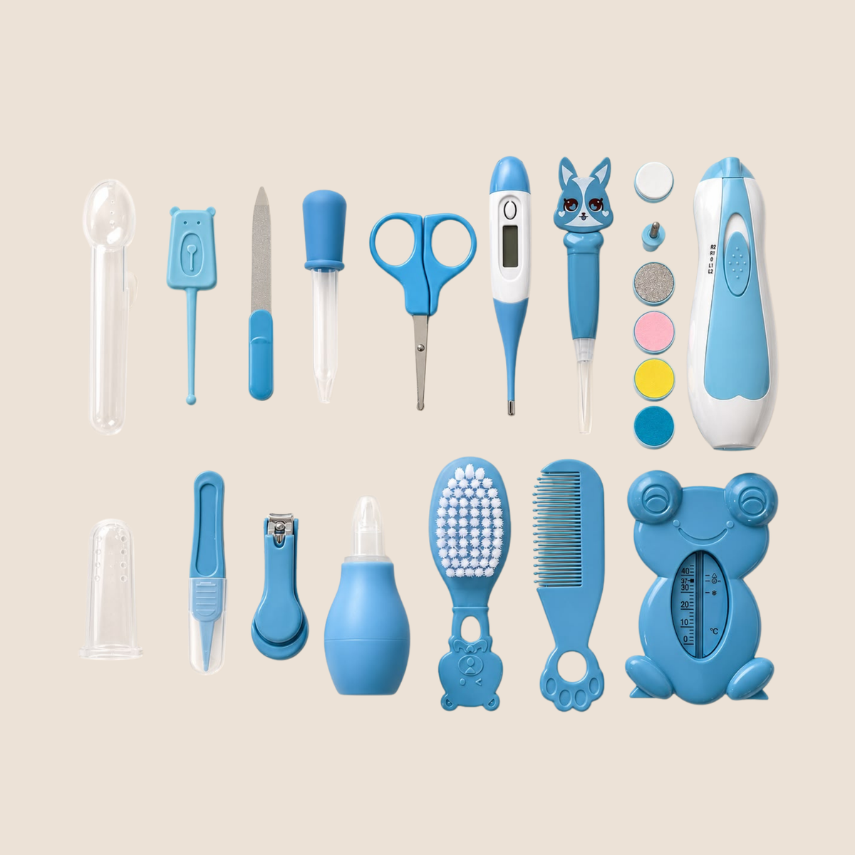 Kit de Cuidado e Higiene para Bebé 20 en 1 - Azul Animales