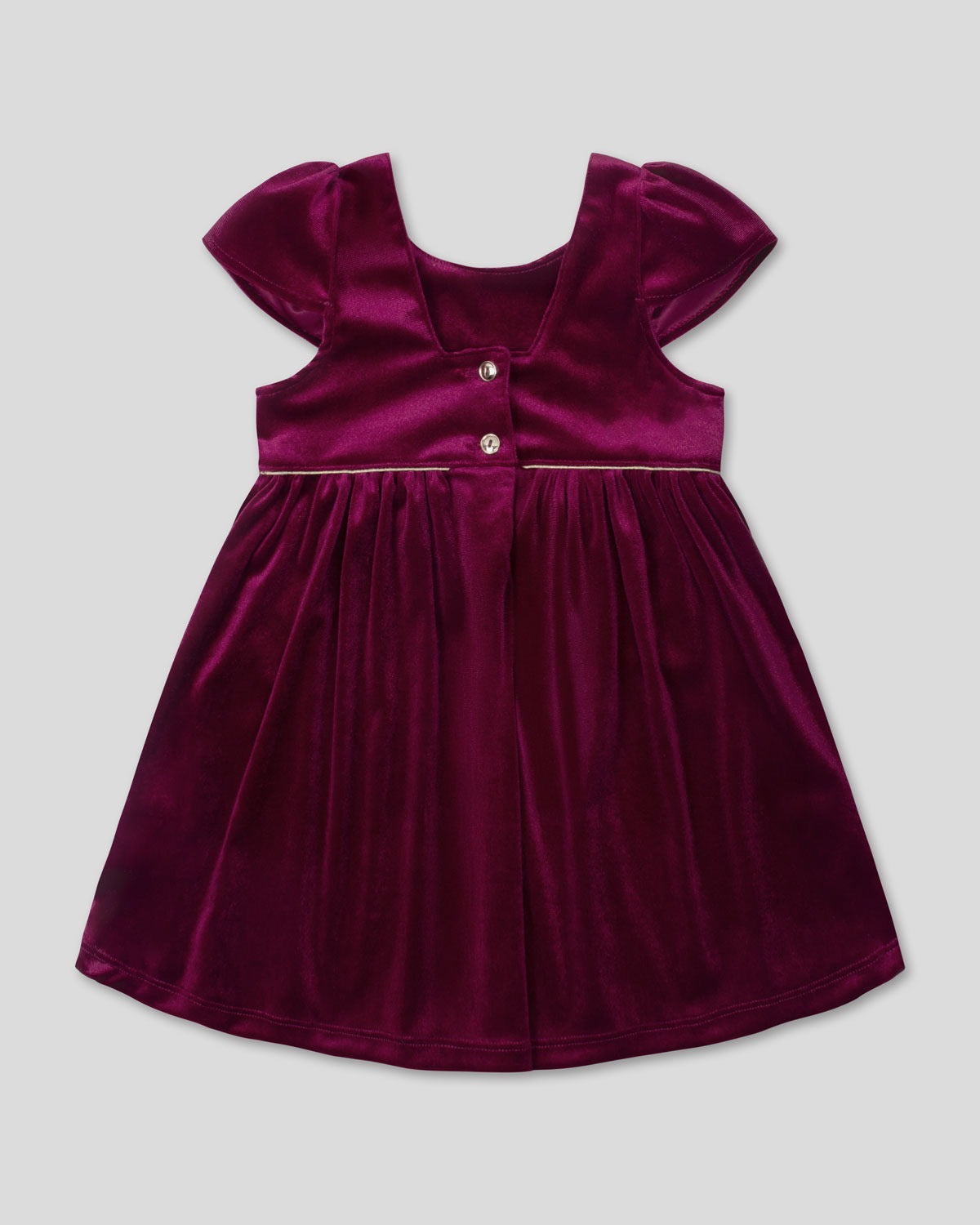 VESTIDO VELVET VINOTINTO CON DETALLES DORADOS