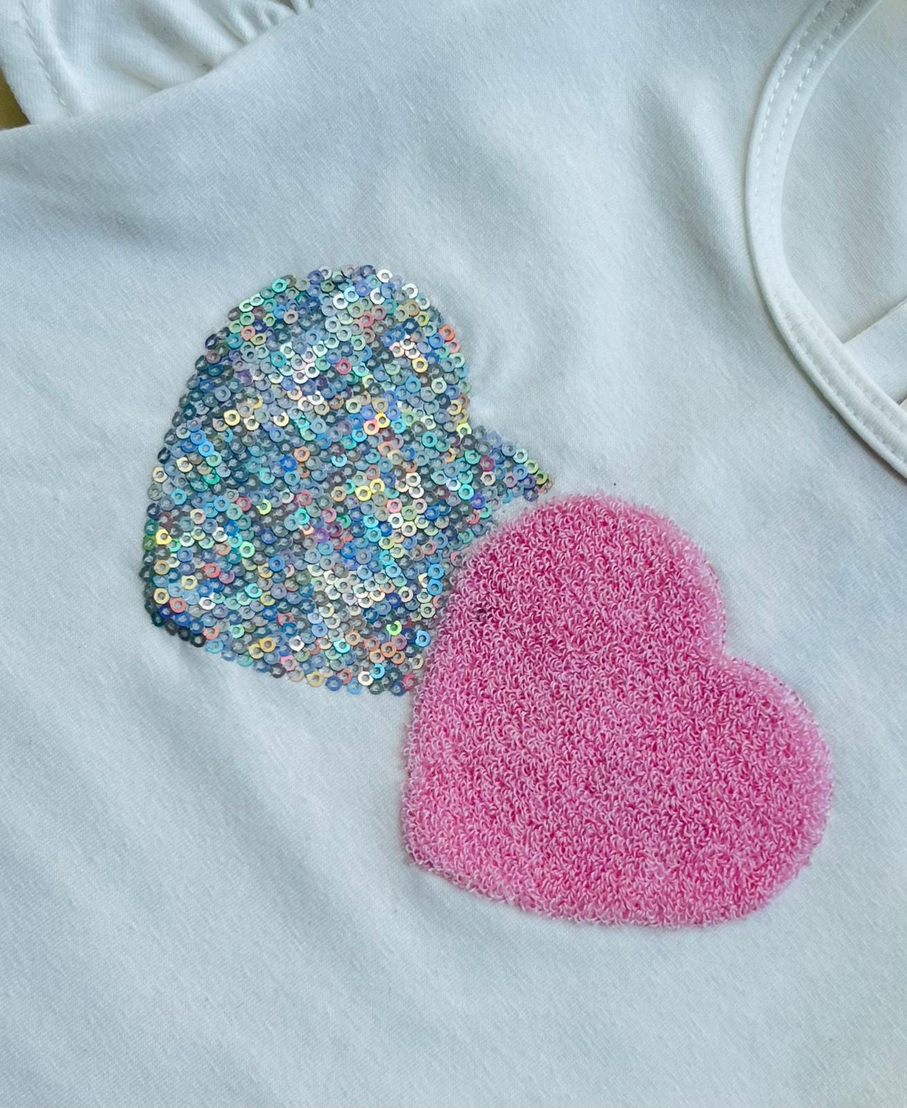 CONJUNTO TUTU CORAZONES BLANCO CON LILA