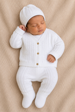 CONJUNTO CLASICO PARA BEBÉ - 4 PIEZAS - COLOR BLANCO