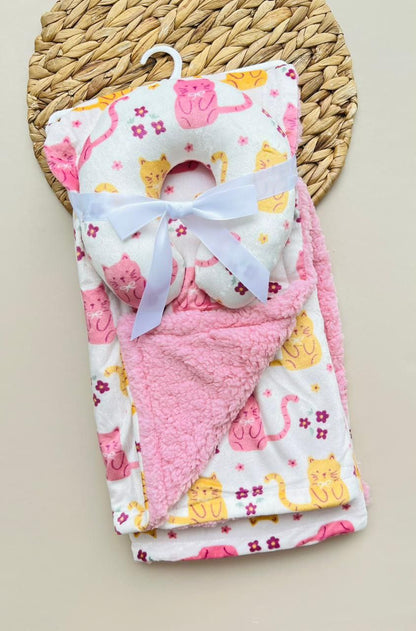 SET COBIJA CON ALMOHADA ANTIVUELCO - DISEÑO GATICOS