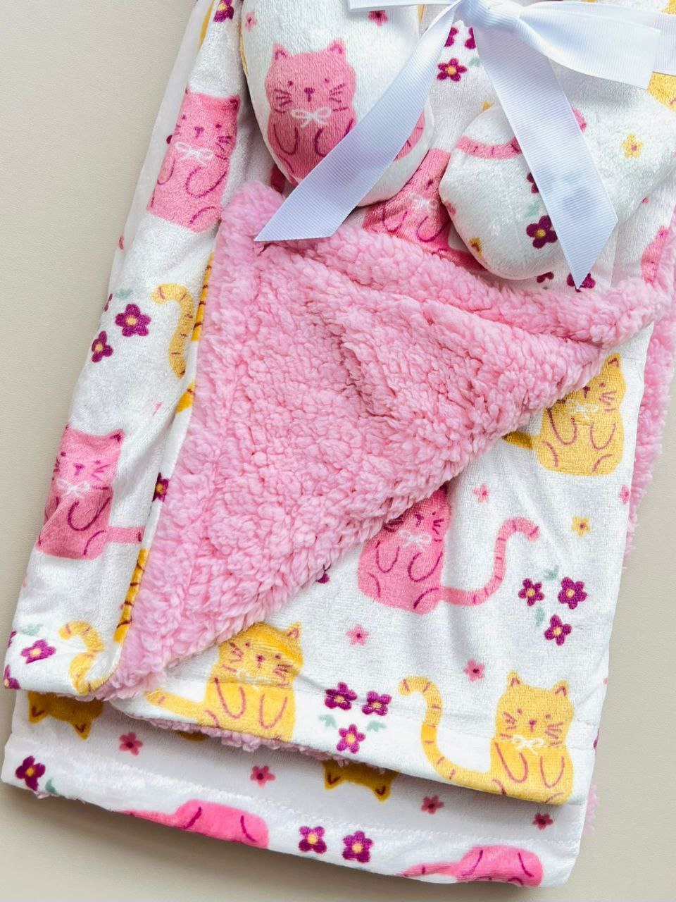 SET COBIJA CON ALMOHADA ANTIVUELCO - DISEÑO GATICOS