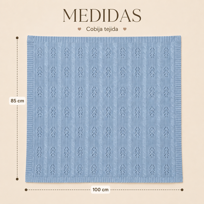 Cobija Tejida para Bebé Premium 100 x 85 cm | color azul