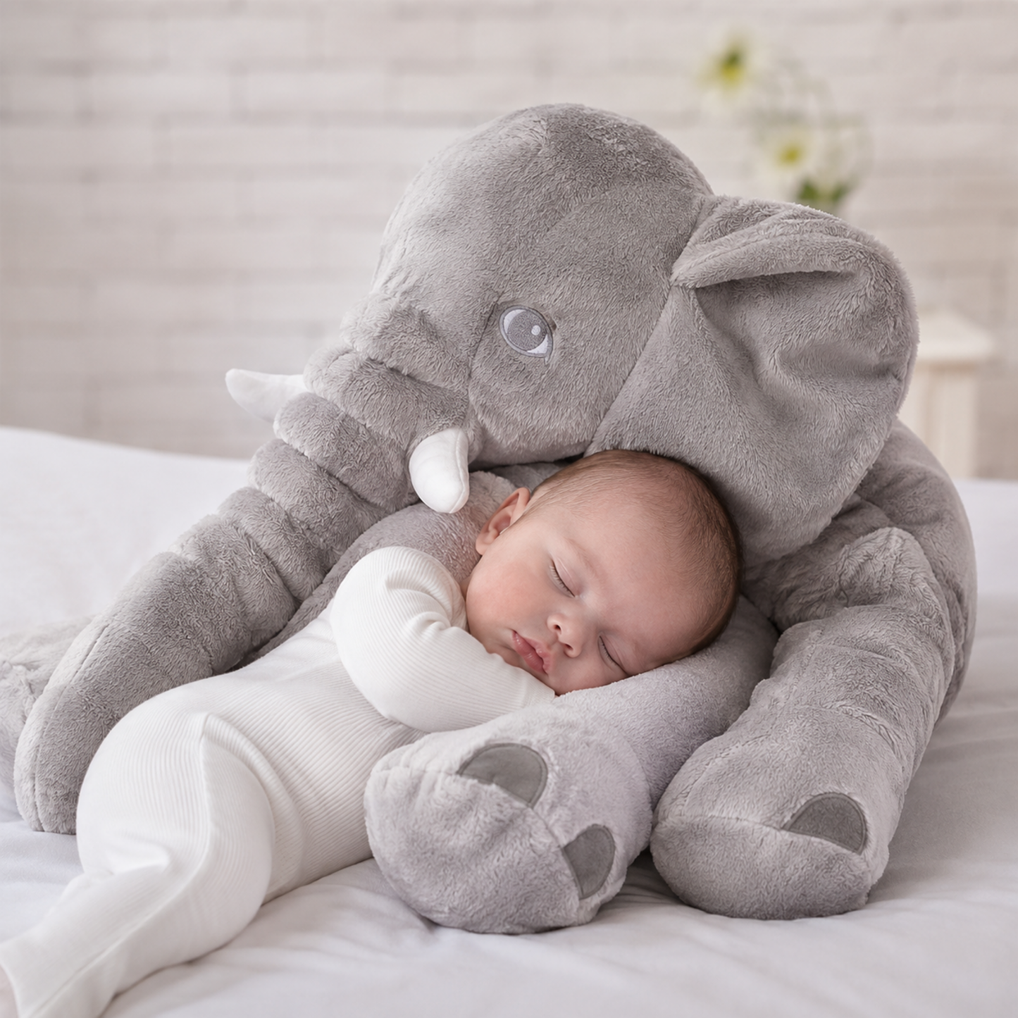 Peluche Elefante con Cobija, Luces y Música — Gris