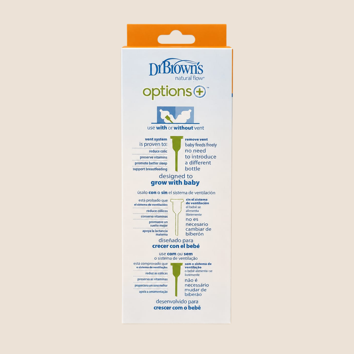 Dr. Brown's Anti-Colic Options+ Biberón Wide-Neck 270ml - Dinosaurios