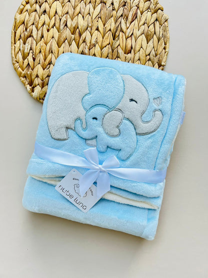 COBIJA DOBLE ACOLCHADA BABY LUNA AZUL ELEFANTES