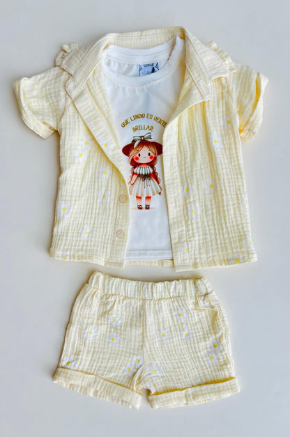 CONJUNTO TRES PIEZAS MARGARITAS CANDY