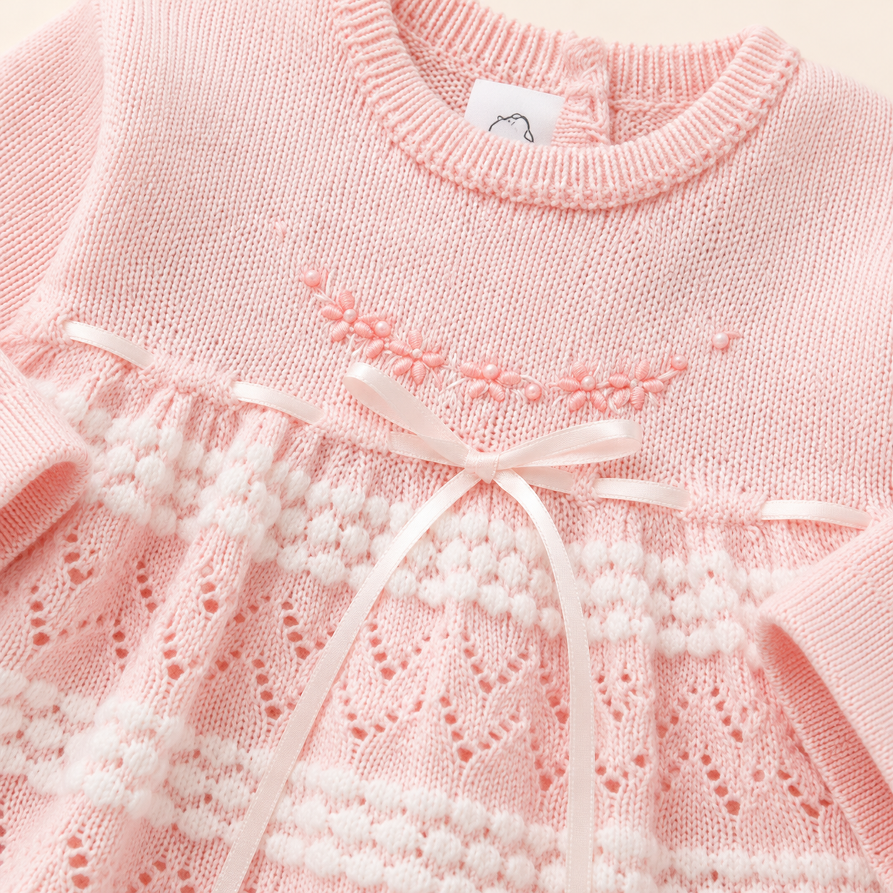 Conjunto Tejido Primer Día Bebé Niña 5 Piezas Rosa