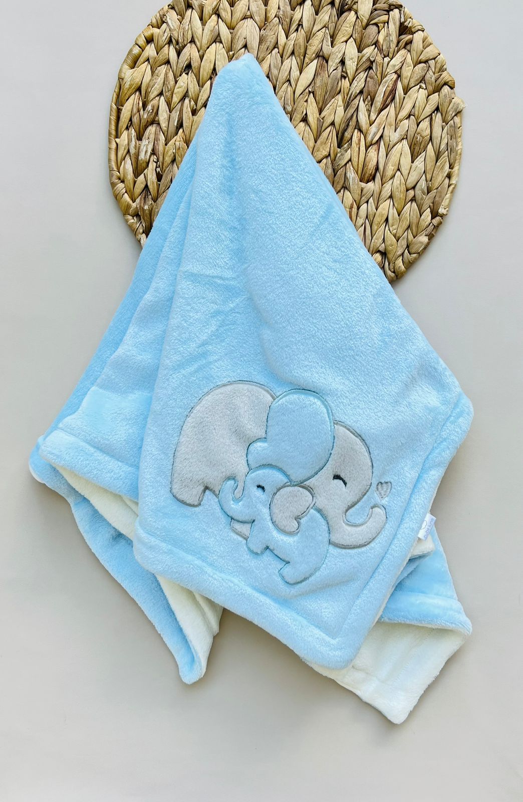COBIJA DOBLE ACOLCHADA BABY LUNA AZUL ELEFANTES