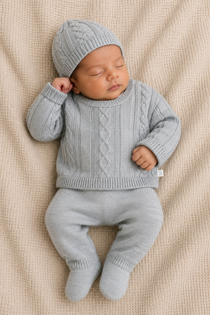 CONJUNTO CLASICO PARA BEBÉ - 4 PIEZAS - COLOR GRIS