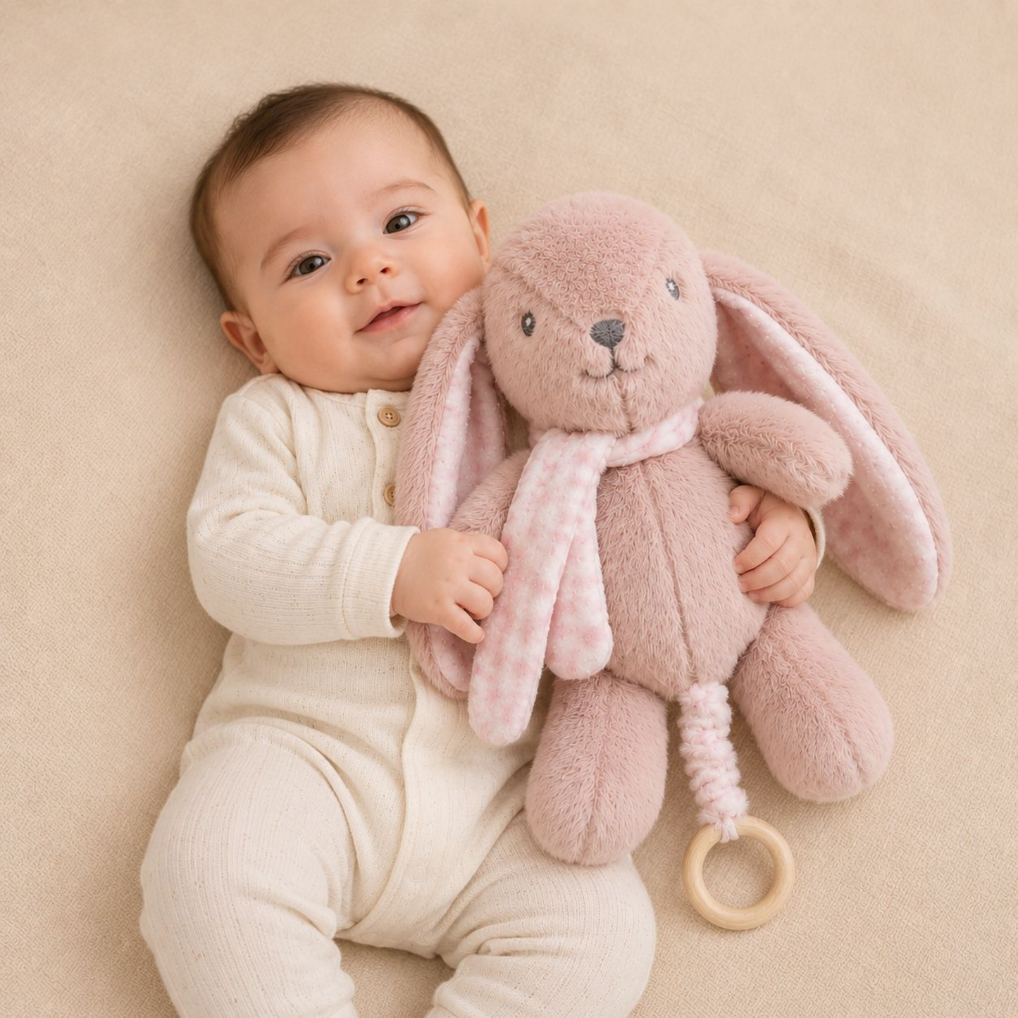 Peluche Conejito Musical con Cuerda — Beige