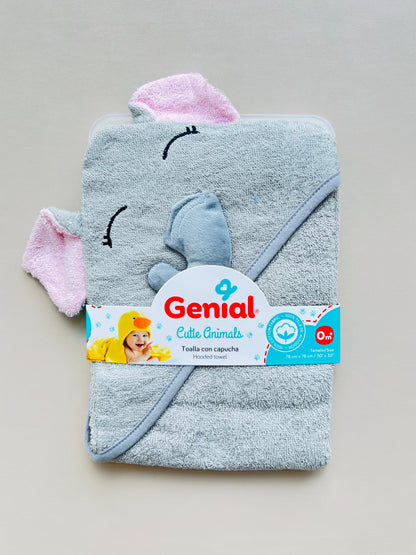 TOALLA BABY CON CAPOTA MUÑECOS GENIAL