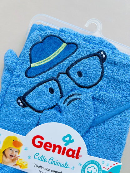 TOALLA BABY CON CAPOTA MUÑECOS GENIAL