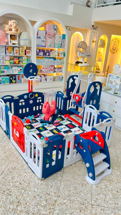 Corral de Juegos para Bebes con Tobogan Columpio Tapete y 117 Pelotas 180x150x60 cm
