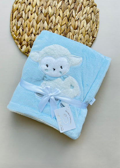 COBIJA DOBLE ACOLCHADA BABY LUNA AZUL OVEJA