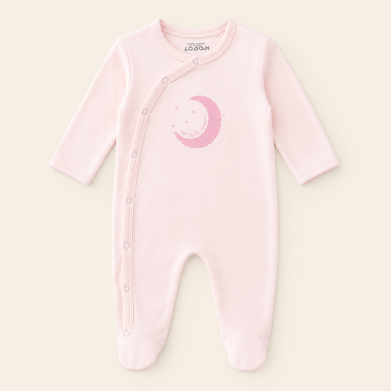 Enterizo Bebe Nina Rosado Luna Moonlight Dreams con Piecitos - PROMO