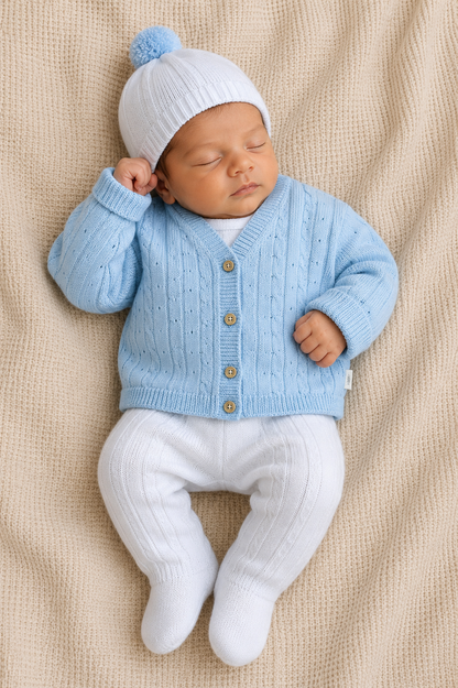 CONJUNTO CLASICO PARA BEBÉ - 4 PIEZAS - COLOR AZUL