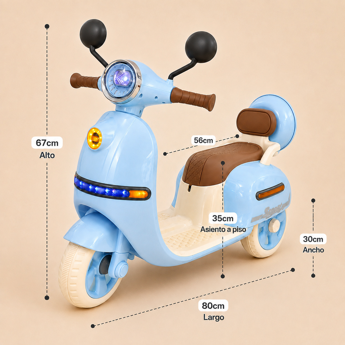 Moto Scooter Eléctrica para Niños YQ-668 - Azul