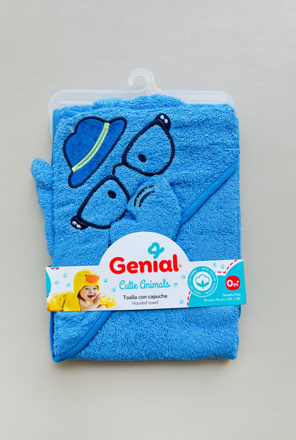 TOALLA BABY CON CAPOTA MUÑECOS GENIAL