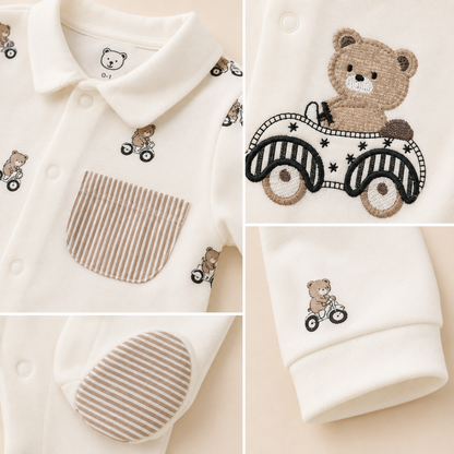 Set x2 Pijamas Enterizos Bebé Niño Osito en Carro | Mara Baby