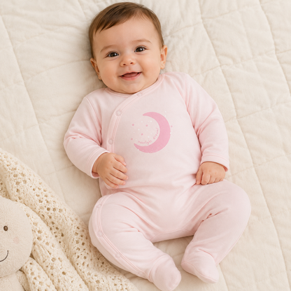 Enterizo Bebe Nina Rosado Luna Moonlight Dreams con Piecitos - PROMO