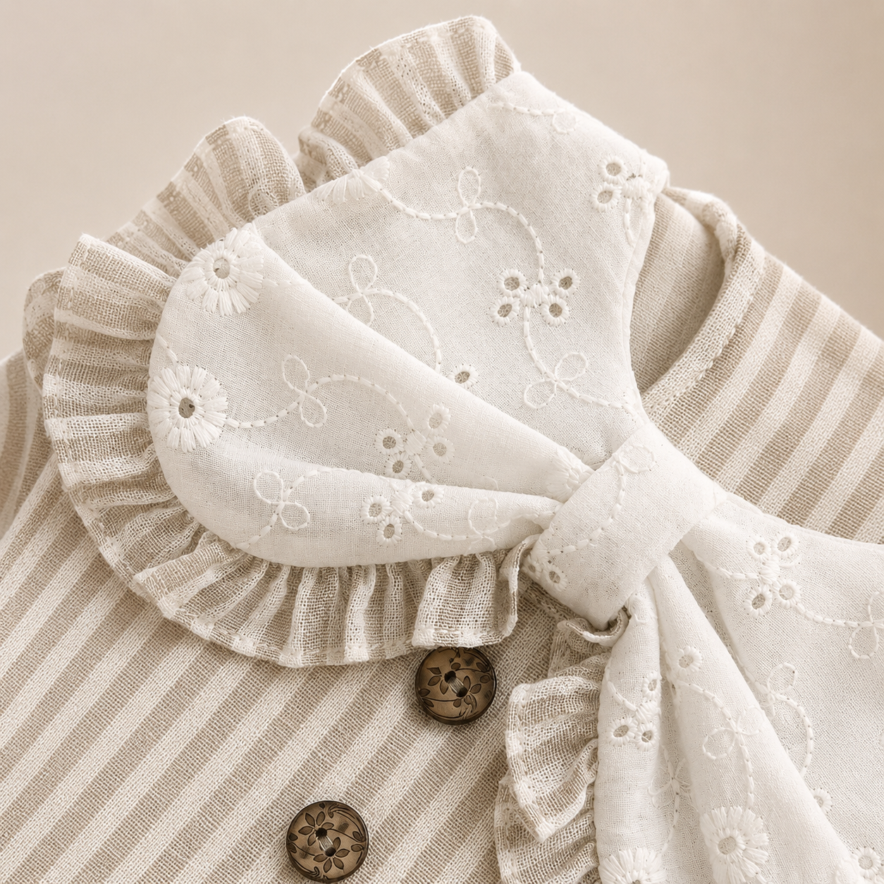 ⚪️ VESTIDO CLÁSICO BEBÉ FELIZ BEIGE |MARA BABY
