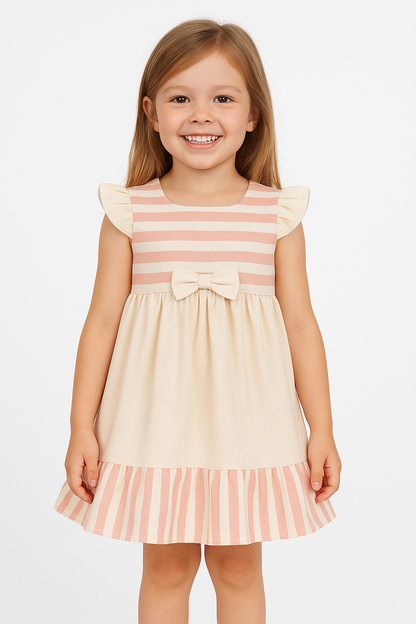Overol lino a rayas beige