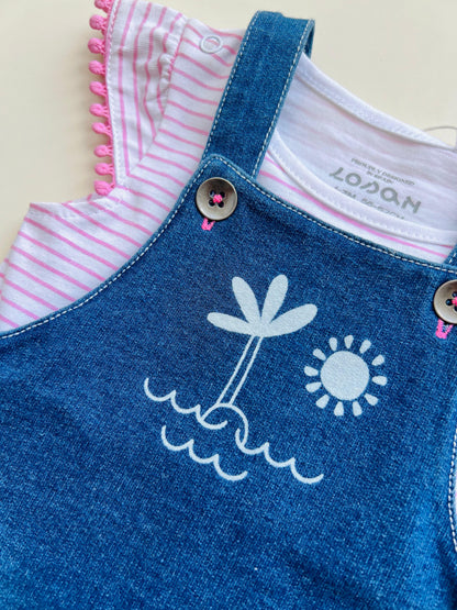 CONJUNTO DENIM CON CAMISETA RAYADA