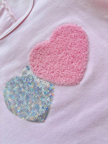 CONJUNTO TUTU CORAZONES ROSADO CON LILA