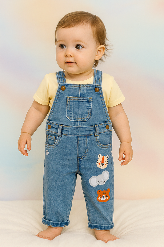 OVEROL DENIM ANIMAL BEBÉ FELIZ