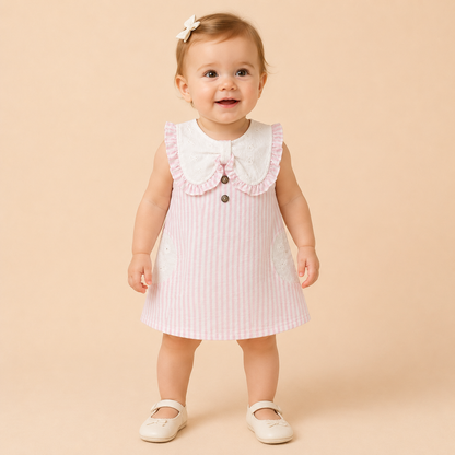 ⚪️ VESTIDO CLÁSICO BEBÉ FELIZ ROSA|MARA BABY