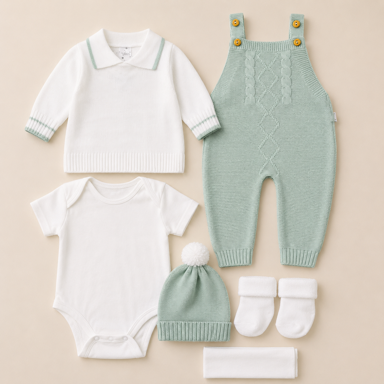 PRIMER DÍA OVEROL REF. ÁMBAR VERDE MENTA | MARA BABY