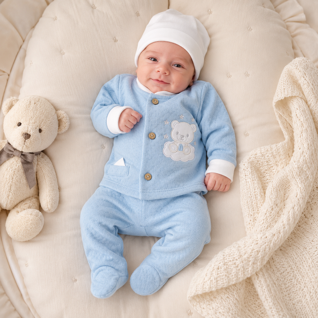 Ajuar Recién Nacido Osito Azul 8 Piezas – Mara Baby