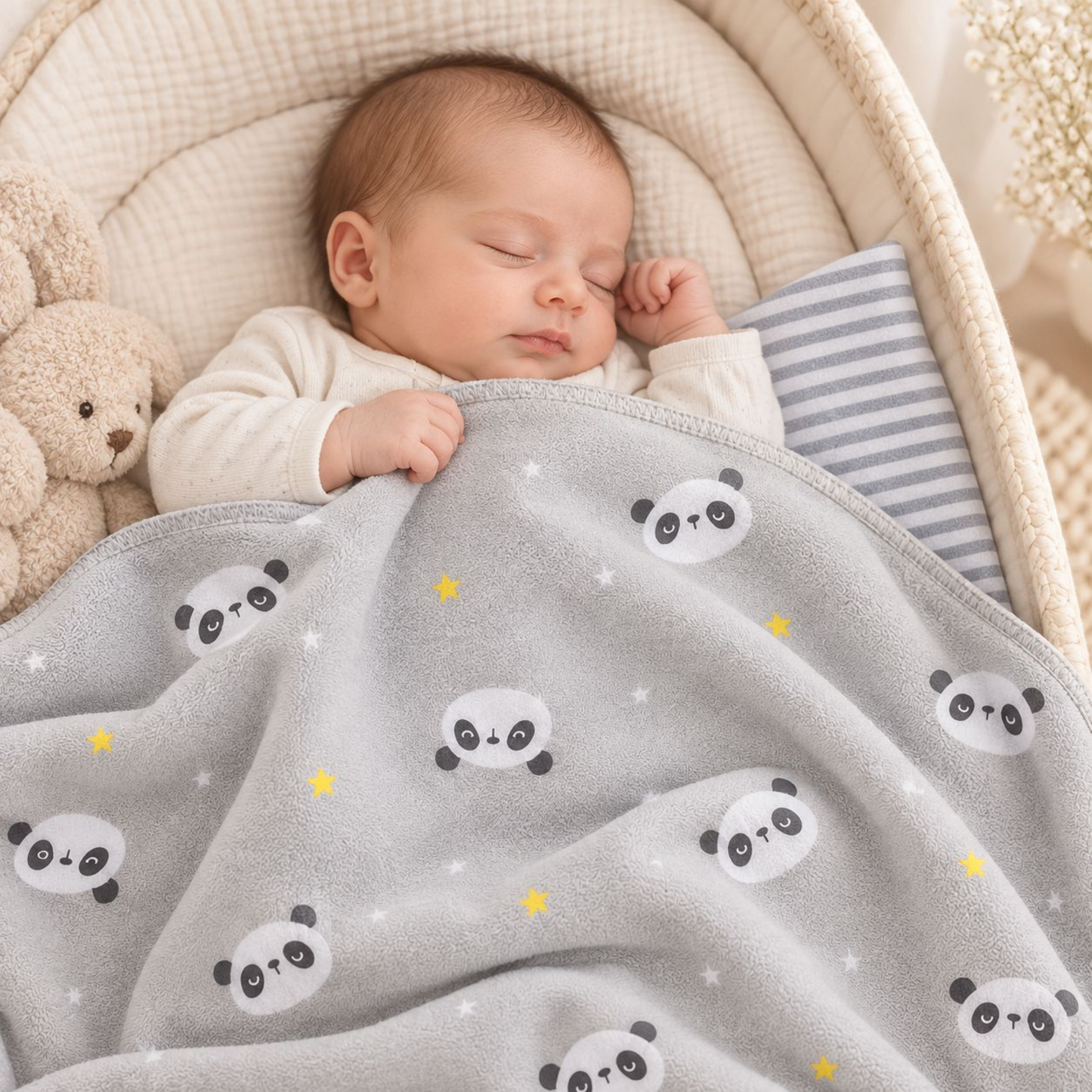 Set Mantas x2 Nubba – Pandas y Rayas Gris