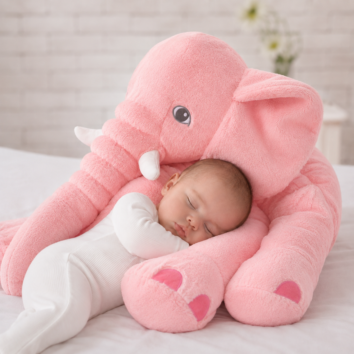 Peluche Elefante con Cobija, Luces y Música — Rosado