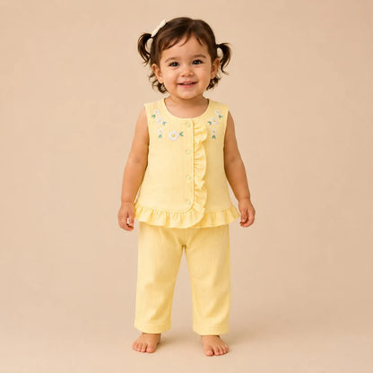Conjunto 2 Piezas Bebe Nina Margaritas Amarillo