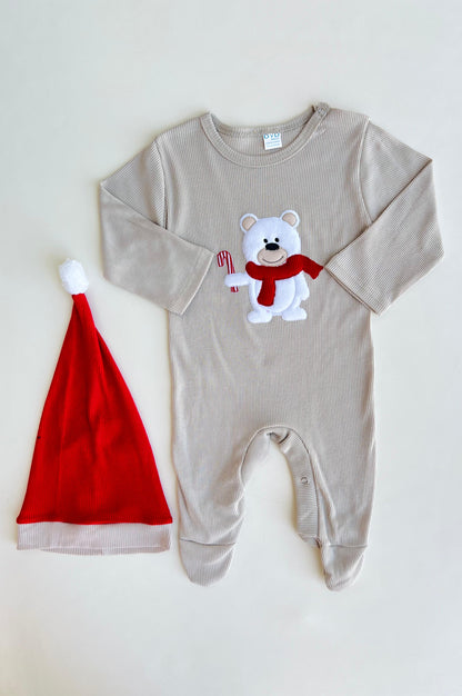 ENTERIZO NAVIDEÑO DE OSITO CON GORRO