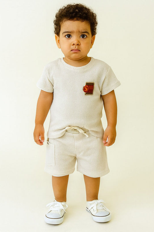 CONJUNTO INFANTIL TEJIDO WAFFLE