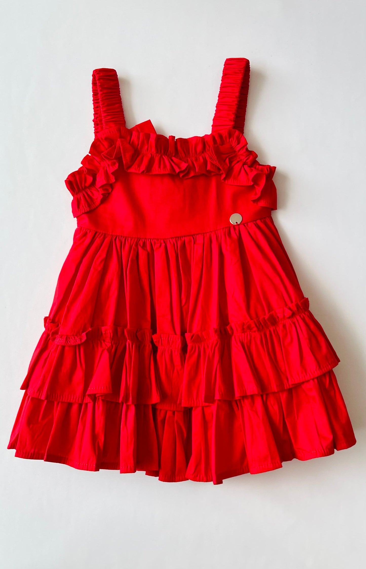 VESTIDO GOLAS ROJO MOÑO