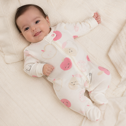 Set 3 Pijamas chocomiel Bebe Nina - Enterizos con Piecitos Manzanitas y Elefante Aplique