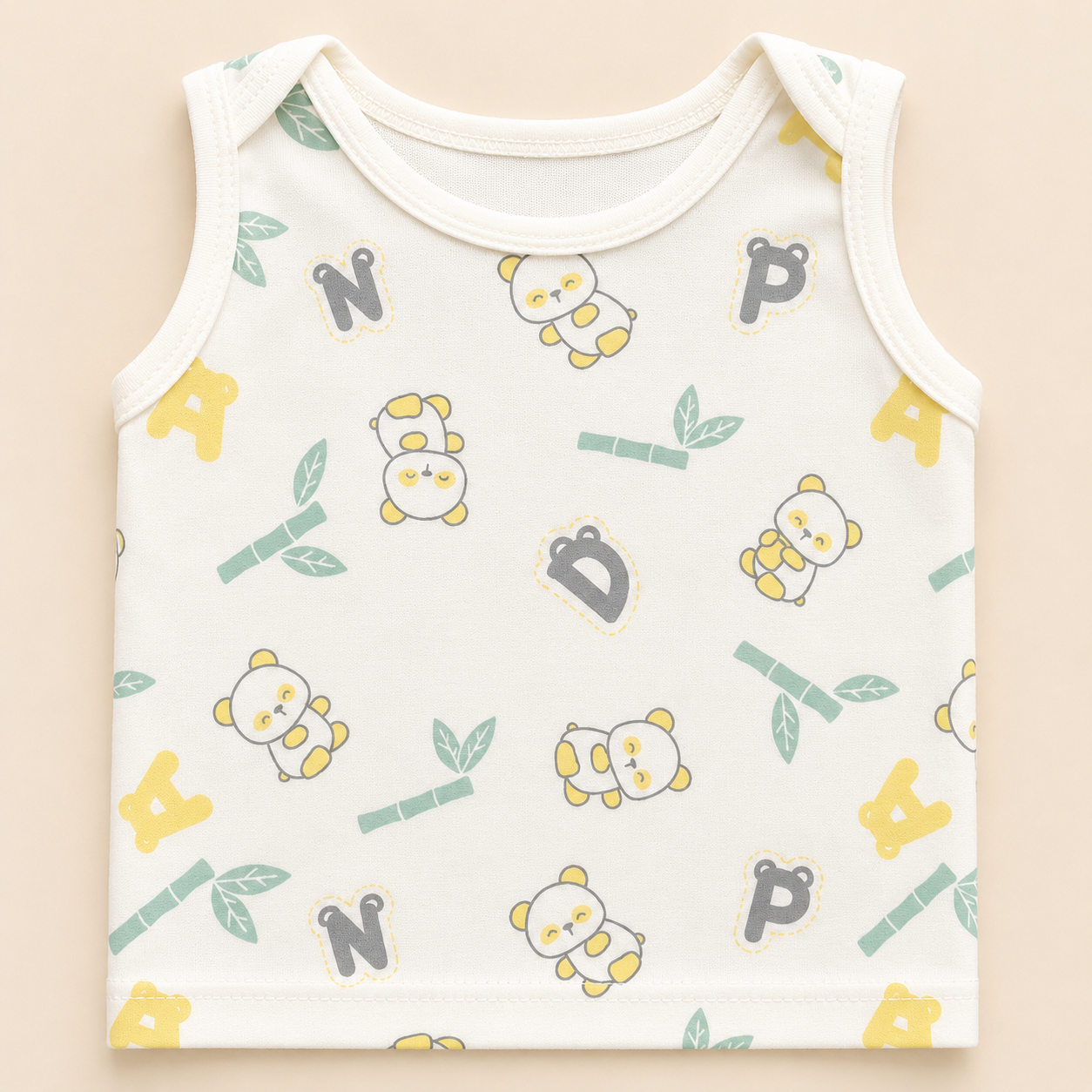 Ajuar Recién Nacido Panda 8 Piezas – Crema & Gris | Bordado Artesanal | Mara Baby