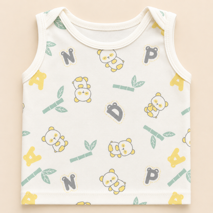 Ajuar Recién Nacido Panda 8 Piezas – Crema & Gris | Bordado Artesanal | Mara Baby